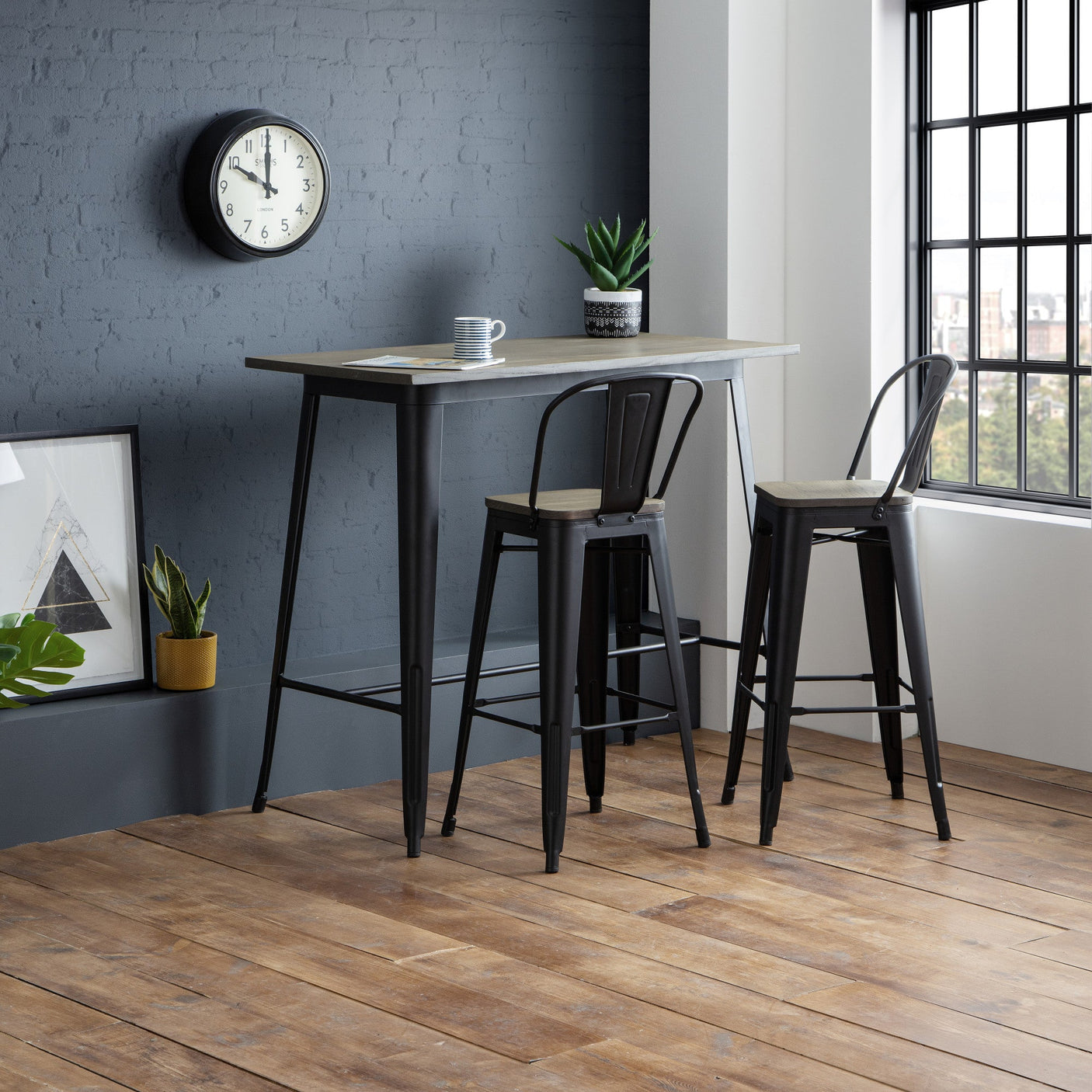 Grafton Metal Bar Stools (Set of 2) - Dark Brown - GRA303