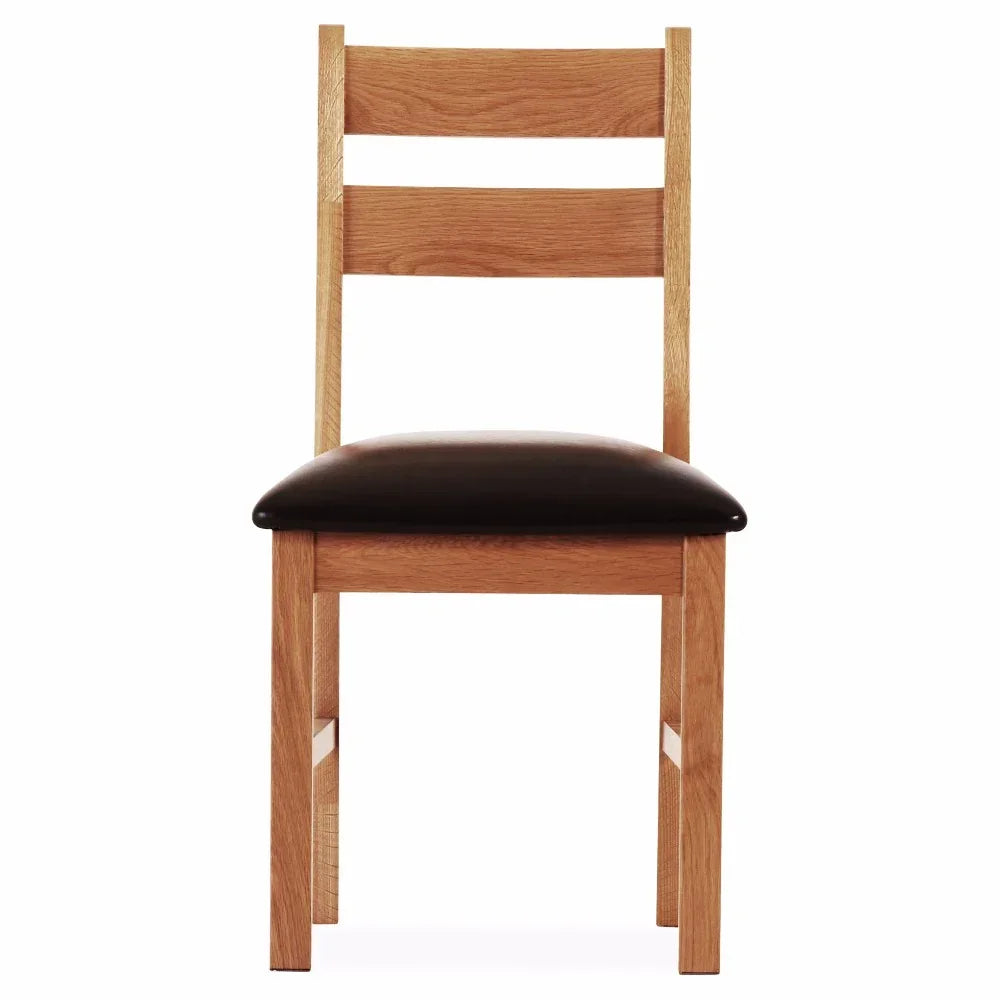 Hampton chair with solid oak frame and dark cushioned seat, front facing view