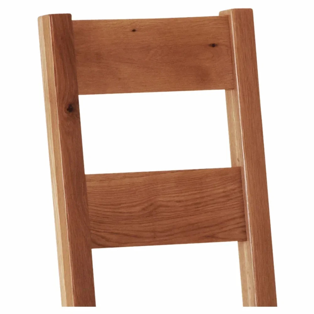 oak dining chair ladder backrest showing wood grain detail