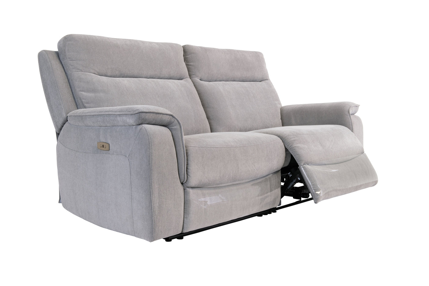 Electric 3-Seater Recliner Sofa in Silver Grey Fabric
