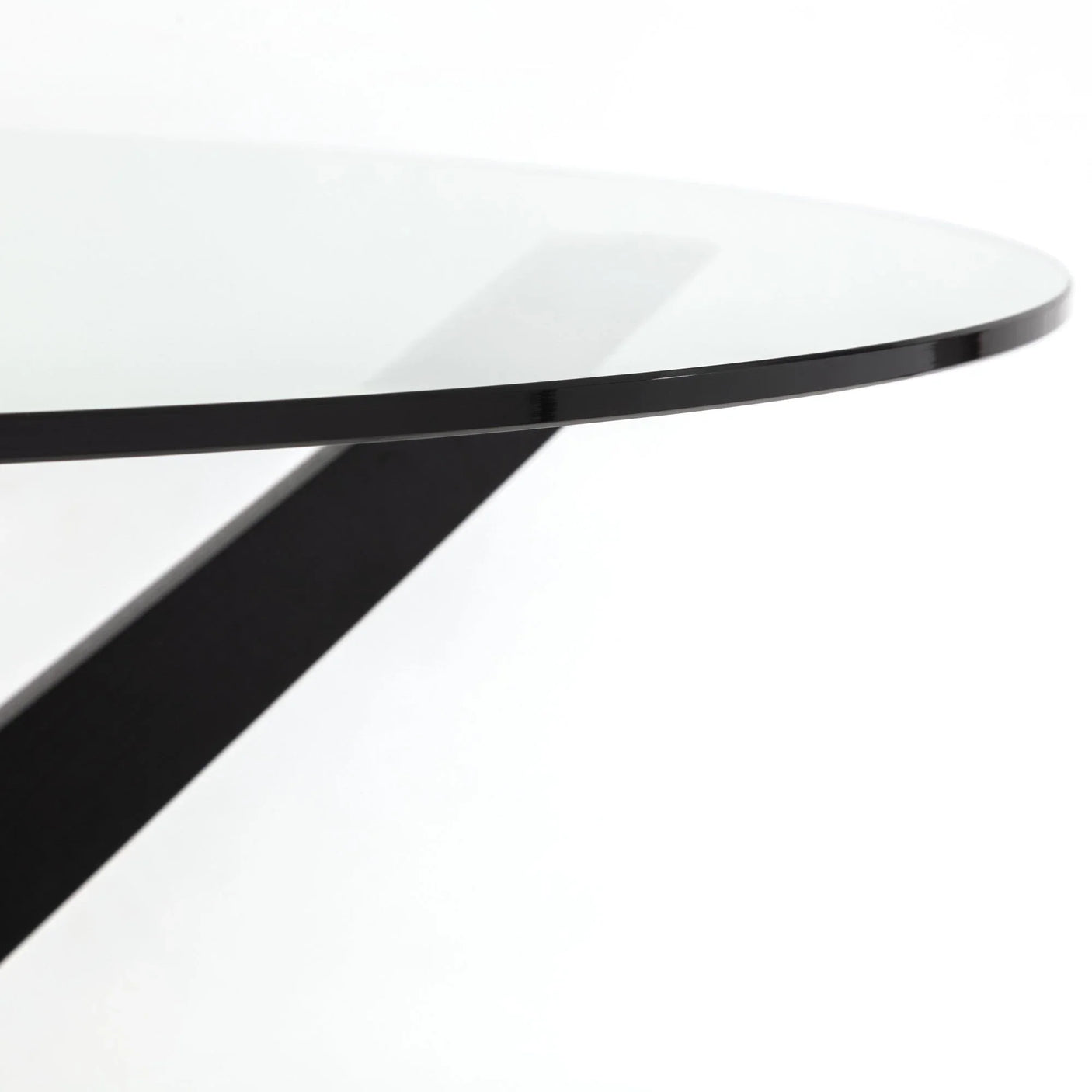Hayden Round Glass Table - Glass and Black - HAY301