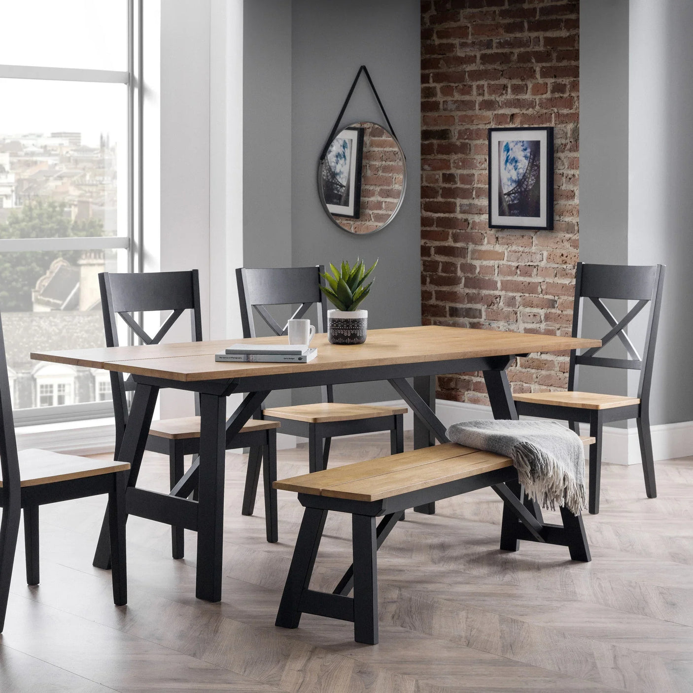 Hockley Table - Light Brown and Black - HOC001