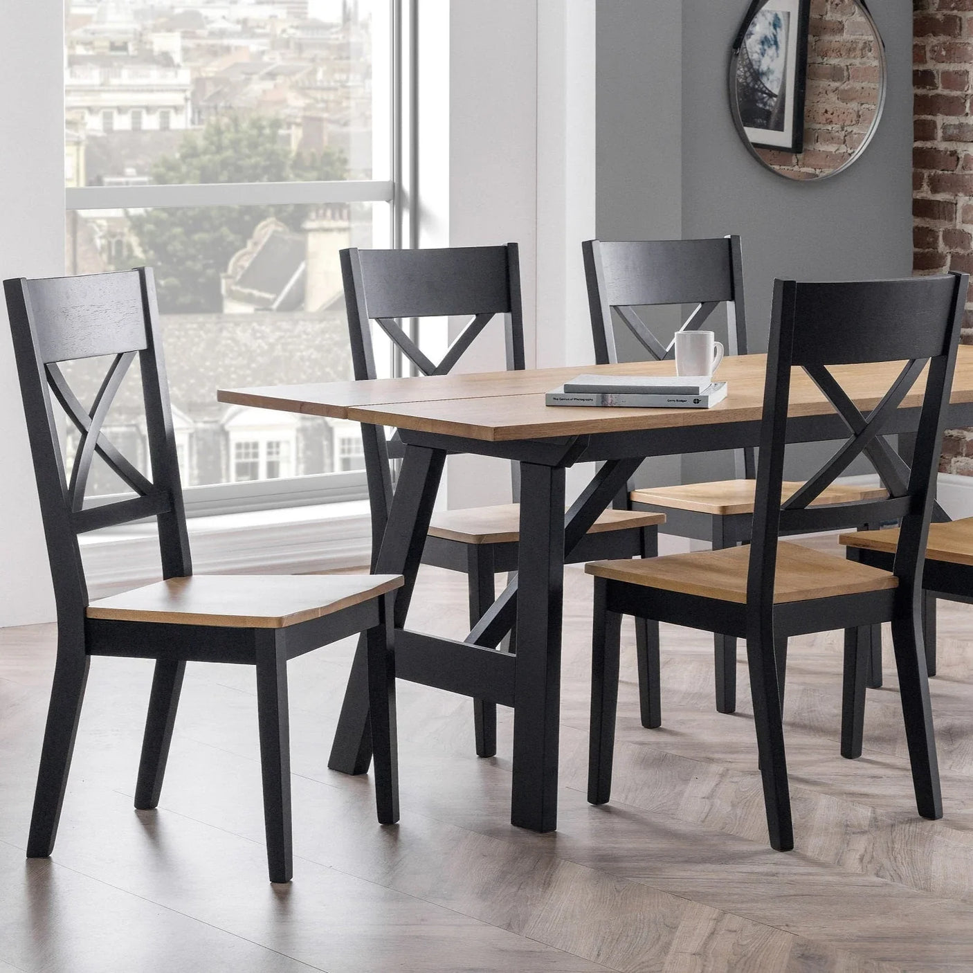 Hockley Dining Chair (Set of 2) - Light Brown and Black - HOC101