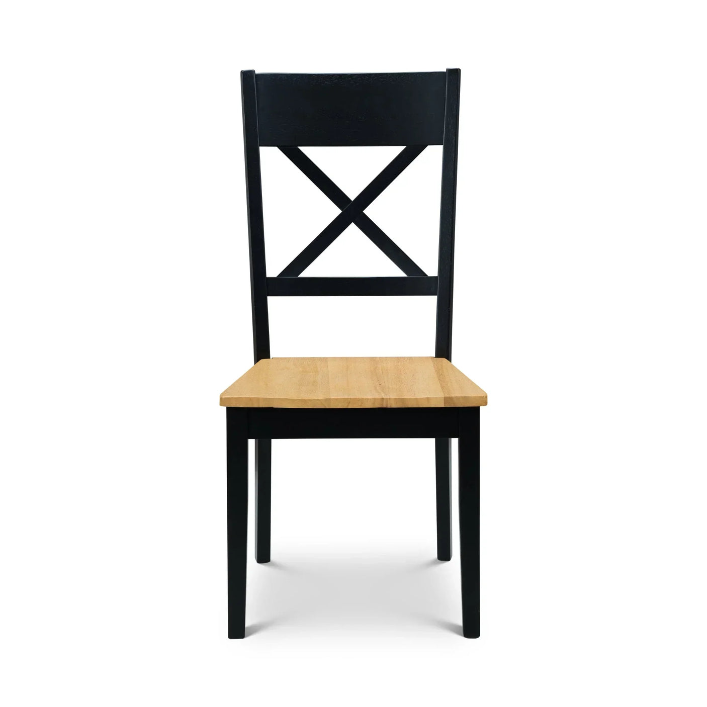 Hockley dining chair with black frame and oak wood seat front view