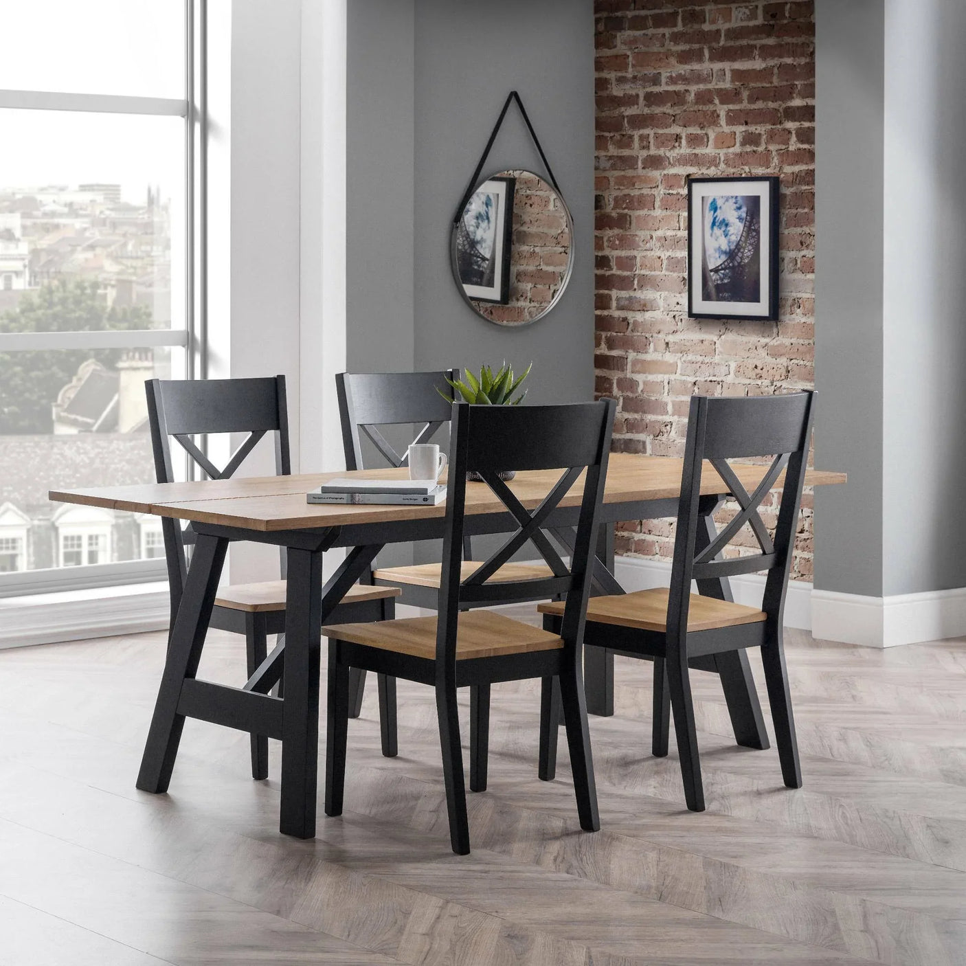Hockley Dining Chair (Set of 2) - Light Brown and Black - HOC101