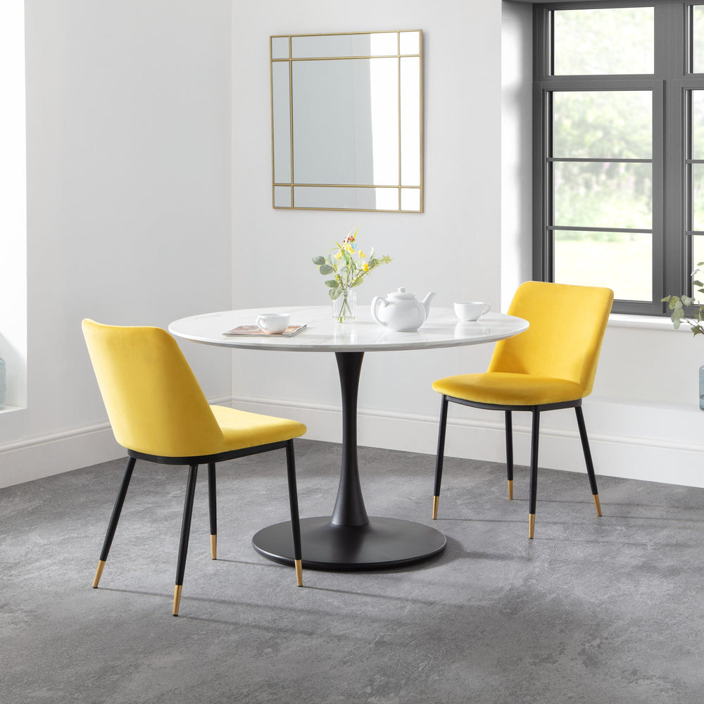 Holland Round Pedestal Table - Black and White - HOL001