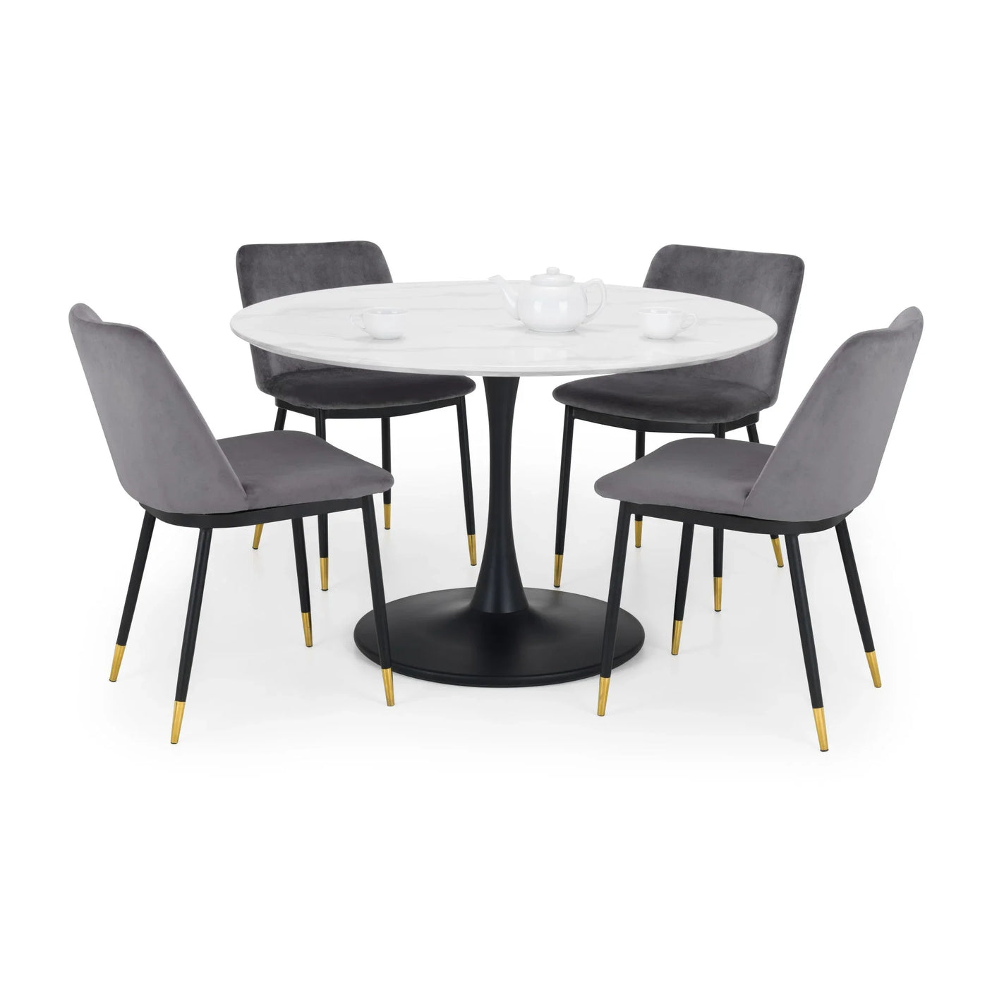 Holland Round Pedestal Table - Black and White - HOL001