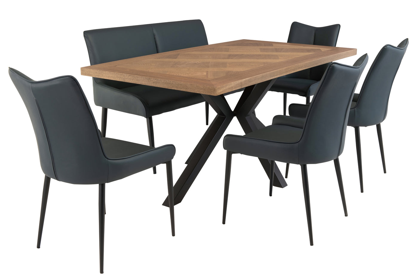 Teal Upholstered Dining Chair with Black Legs - Modern Design