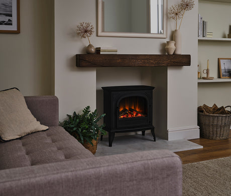 Hinton Cast Iron Electric Stove - Side View