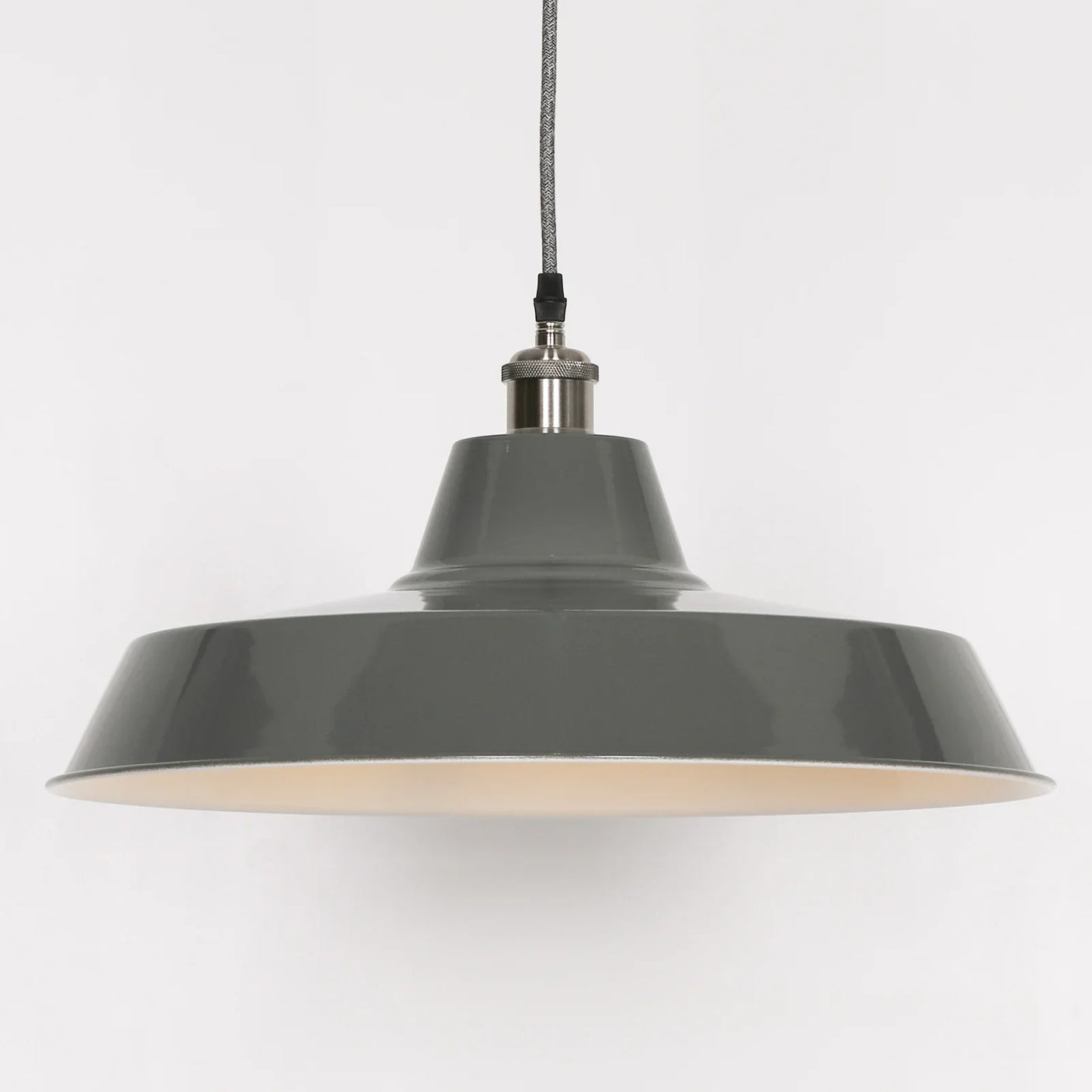 Factory Style Grey Enamel Painted 46cm Pendant Light