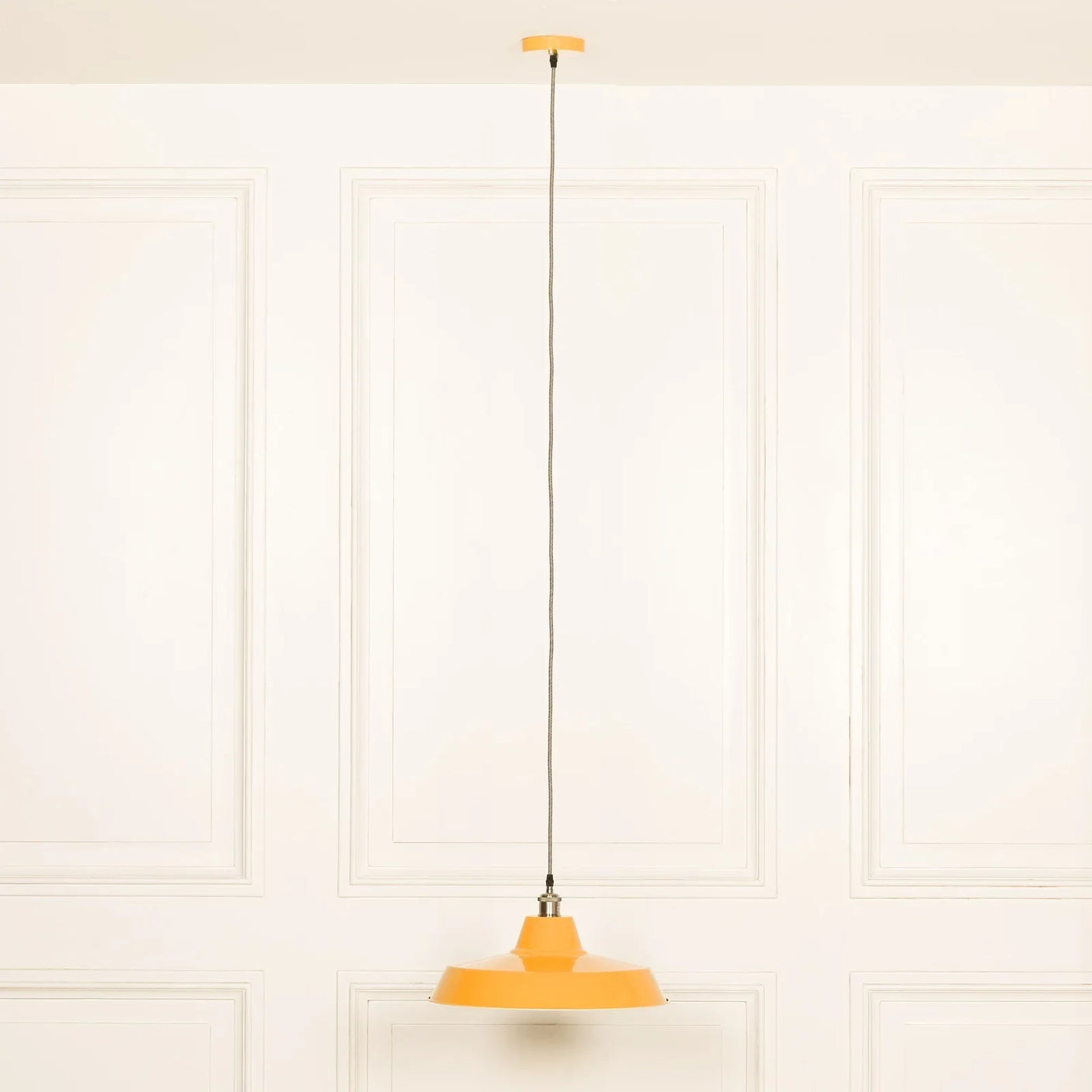Factory Style Mustard Yellow Enamel Painted 46cm Pendant Light