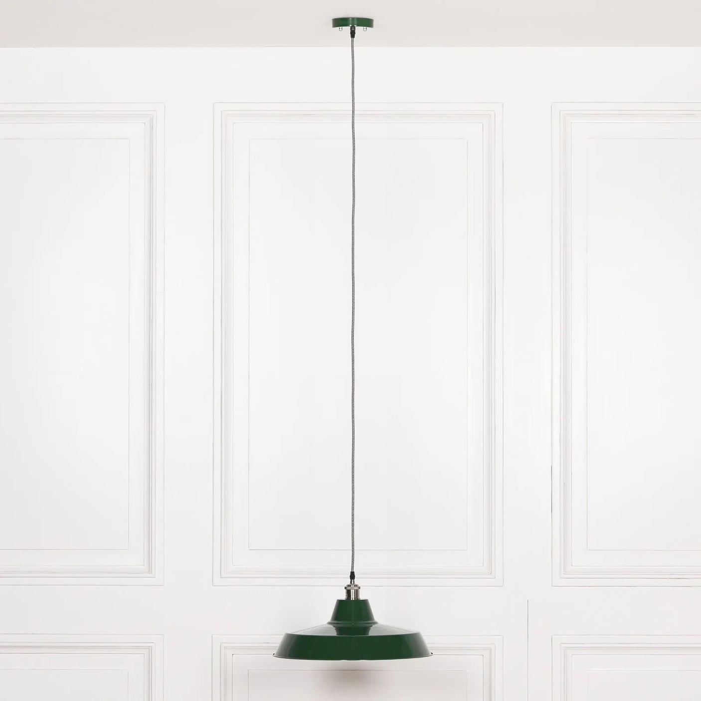Factory Style British Green Enamel Painted 46cm Pendant Light