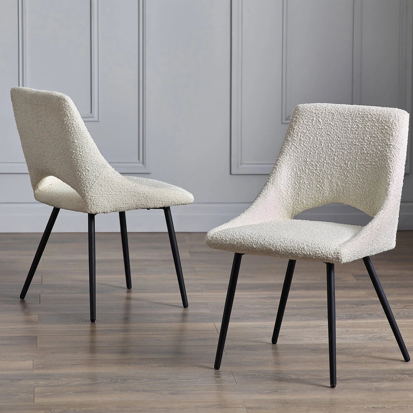 Iris Boucle Dining Chairs (Set of 2) - Ivory - IRI011