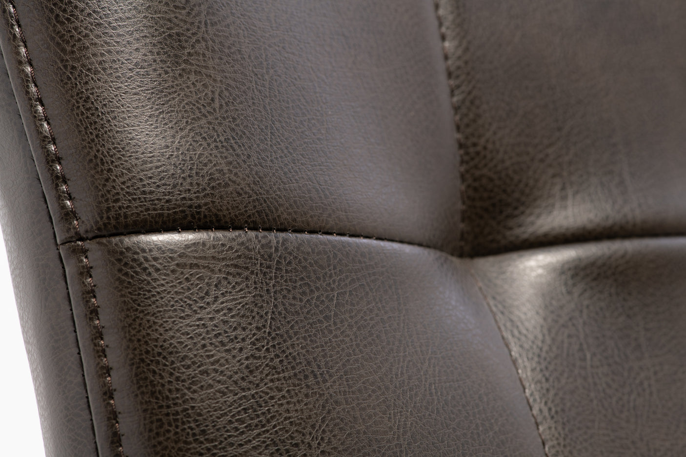 Elegant Dark Brown PU Dining Chair with Brushed Brass Legs