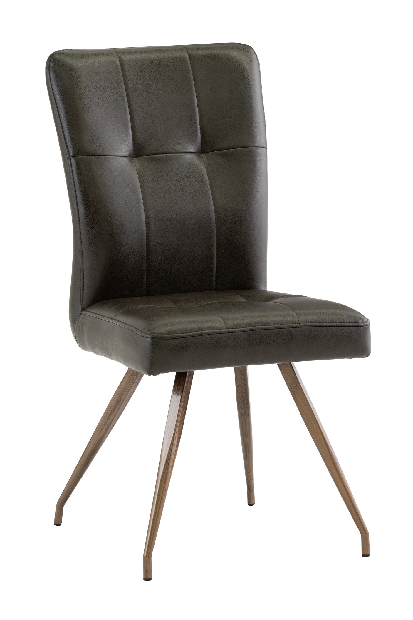 Elegant Dark Brown PU Dining Chair with Brushed Brass Legs