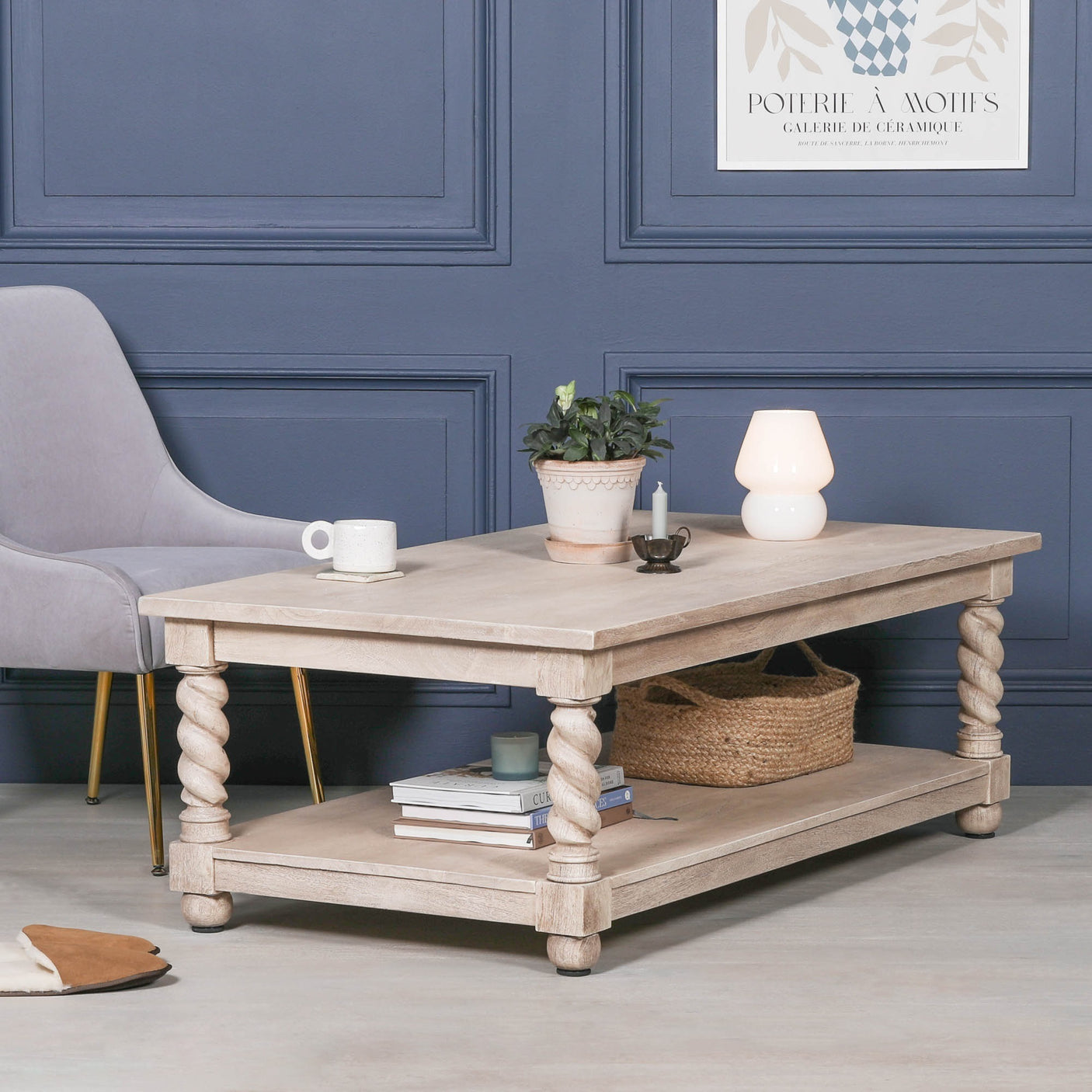 Acacia Twist Column Coffee Table