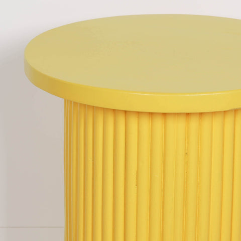 Ribbed Yellow Round Side Occasional Table