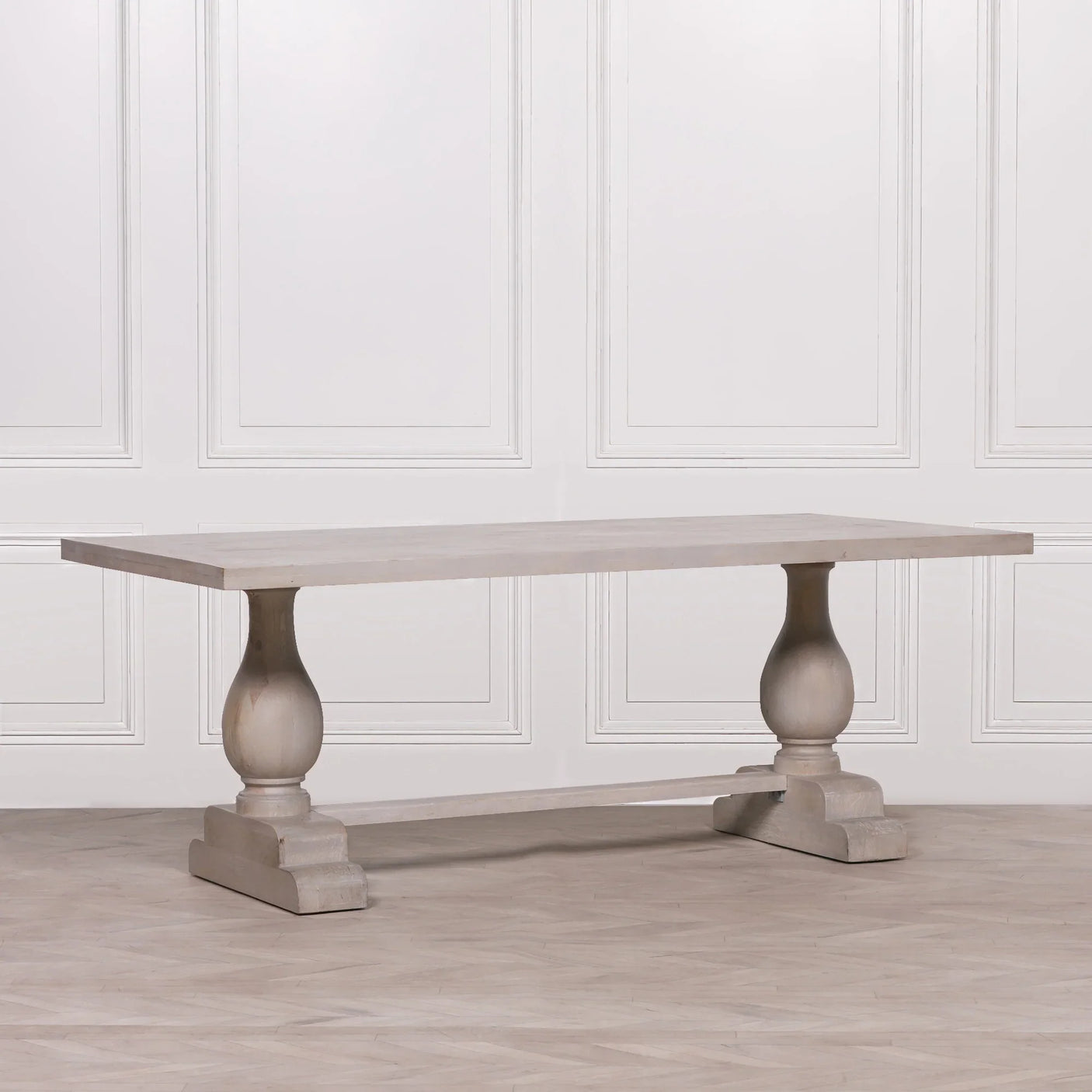 Blanche Wood Rustic Washed Rectangular Dining Table 210cm