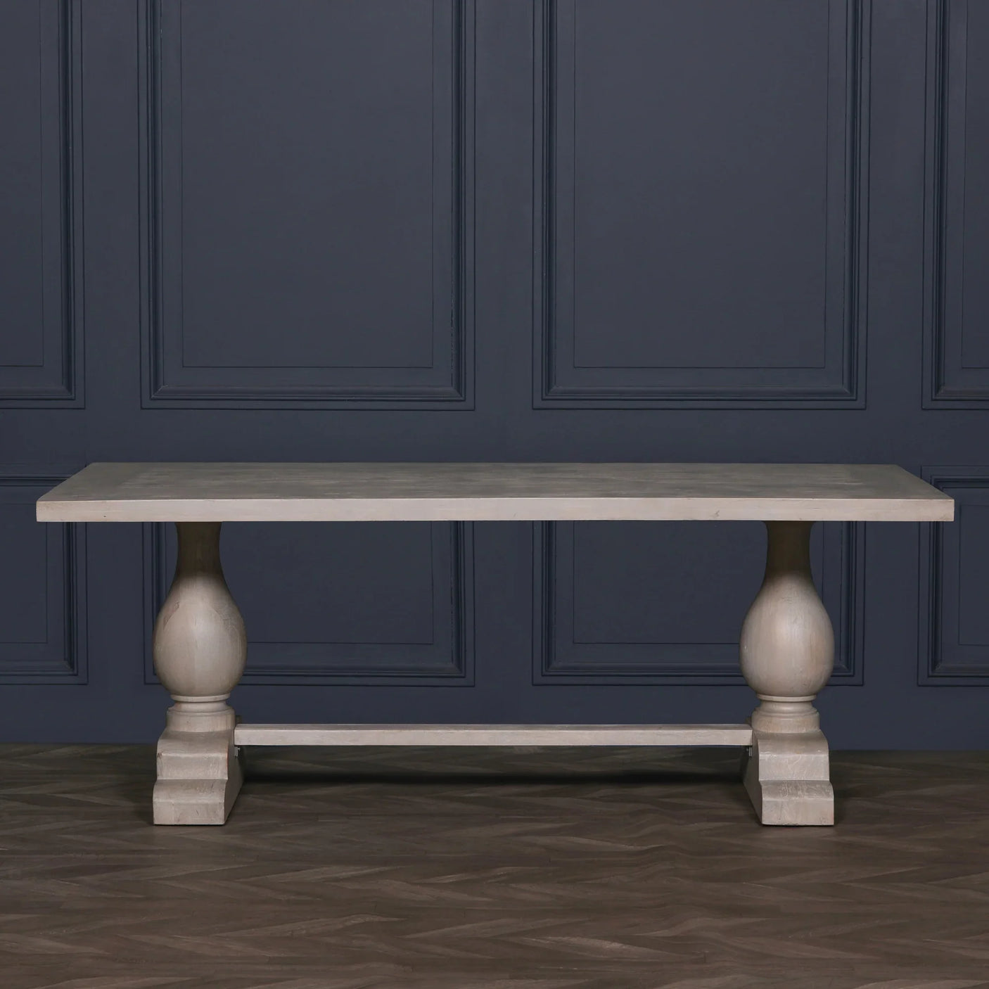 Blanche Wood Rustic Washed Rectangular Dining Table 210cm