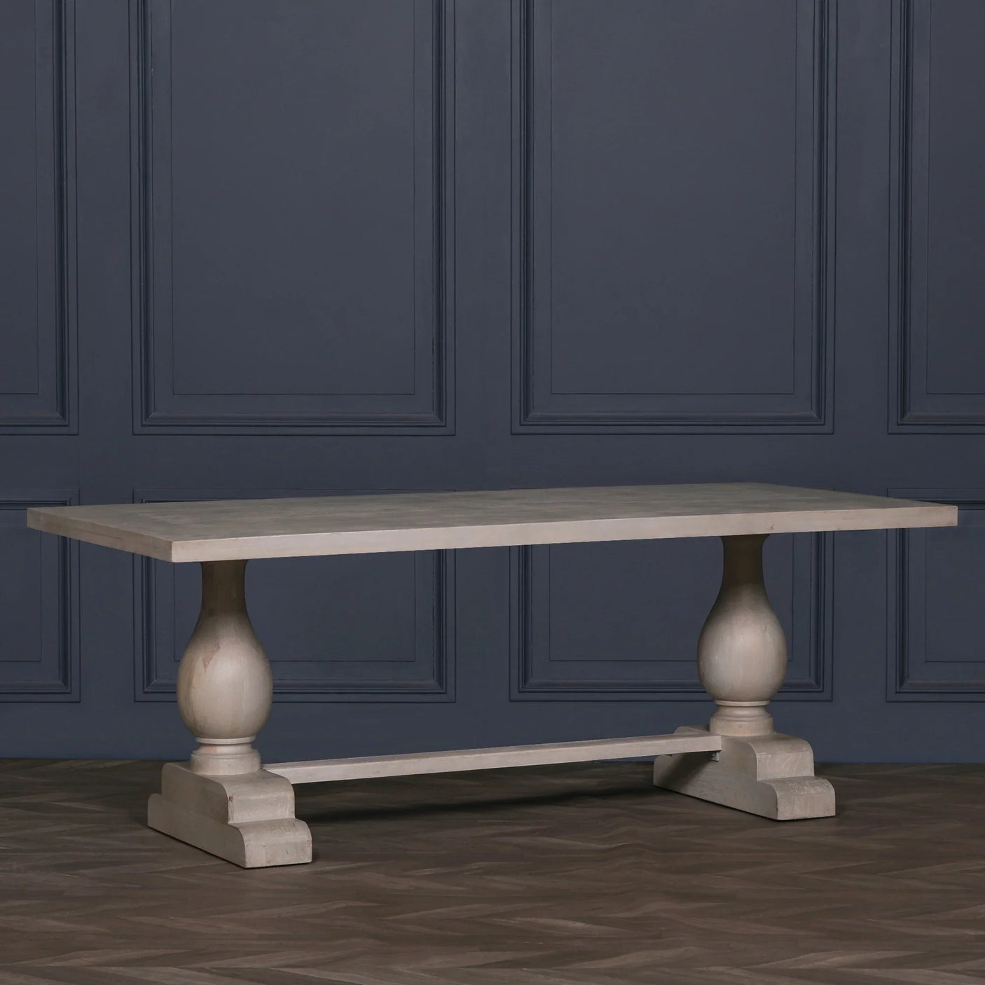 Blanche Wood Rustic Washed Rectangular Dining Table 210cm