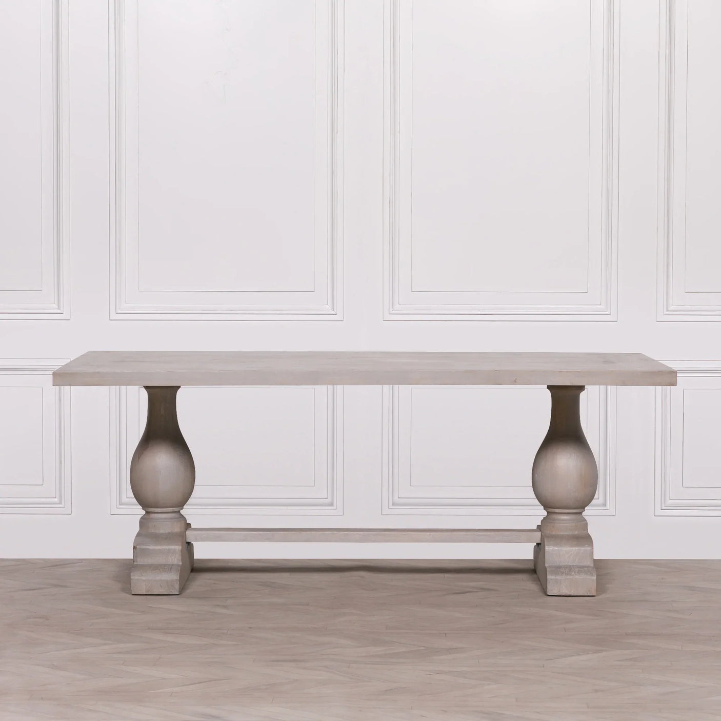 Blanche Wood Rustic Washed Rectangular Dining Table 210cm