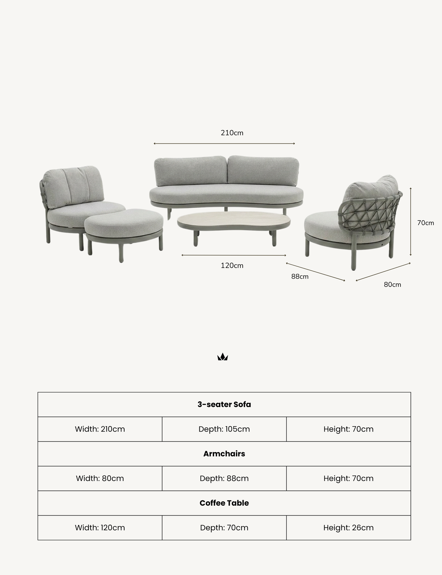 Image of KOKO 5 Seater Lounging Set with Coffee Table & Footstool