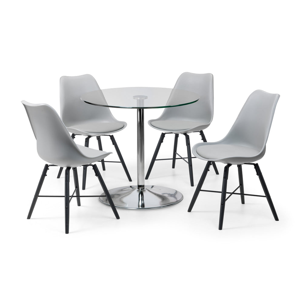 Kudos Chrome And Glass Pedestal Table - Silver - KUD001
