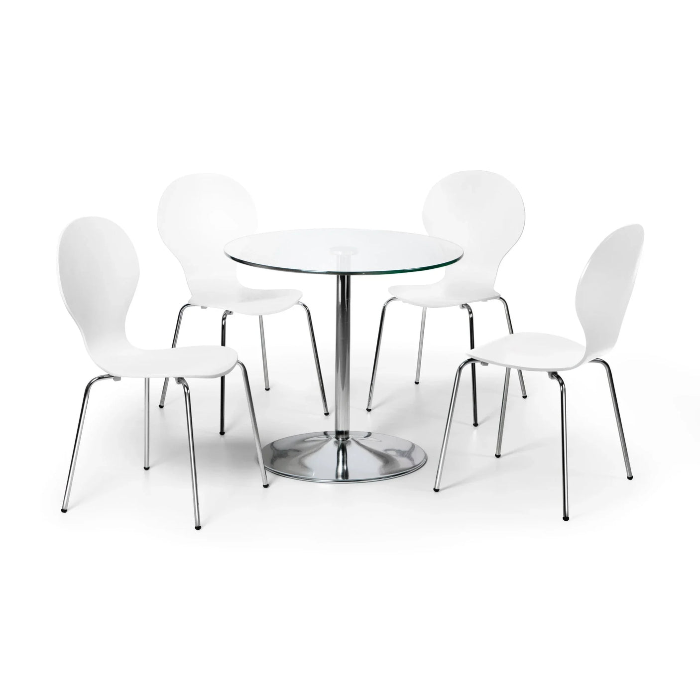 Kudos Chrome And Glass Pedestal Table - Silver - KUD001