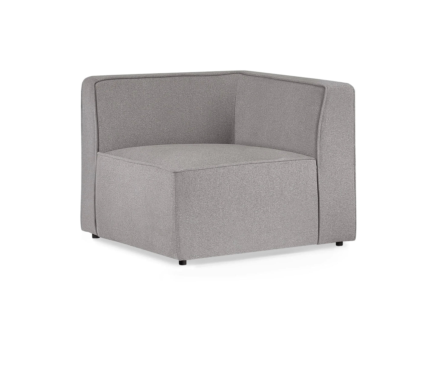 Grey corner sofa unit with straight backrest and upholstered fabric finish