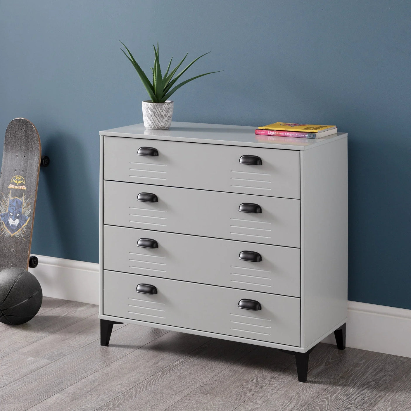 Lakers Locker 4 Drawer Chest - Grey - LAK002