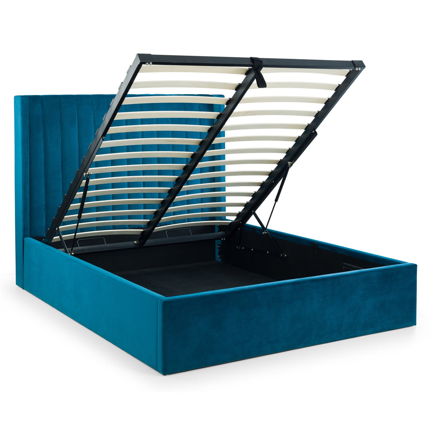 Langham Scalloped Headboard Ottoman Storage Bed - Grey / King - LAN005