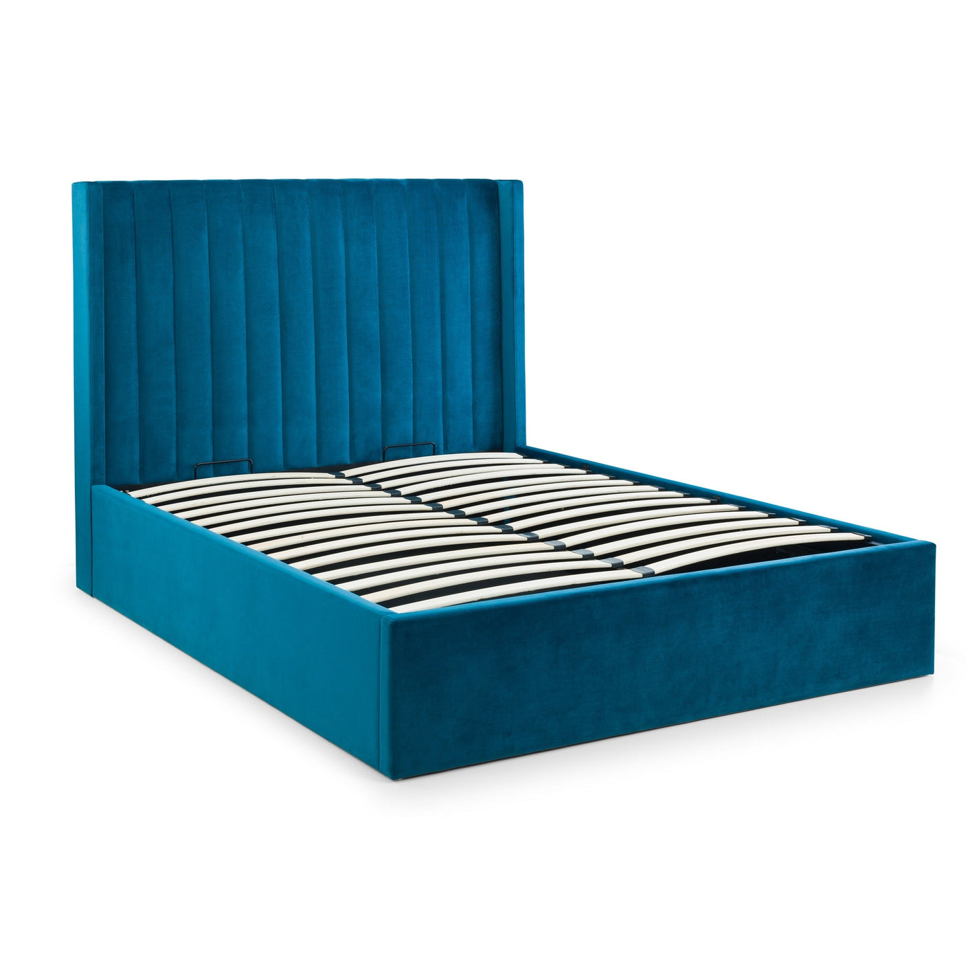 Langham Scalloped Headboard Ottoman Storage Bed - Teal / Superking - LAN003