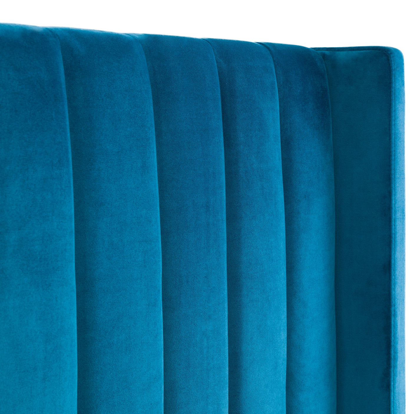 Langham Scalloped Headboard Ottoman Storage Bed - Teal / Double - LAN001