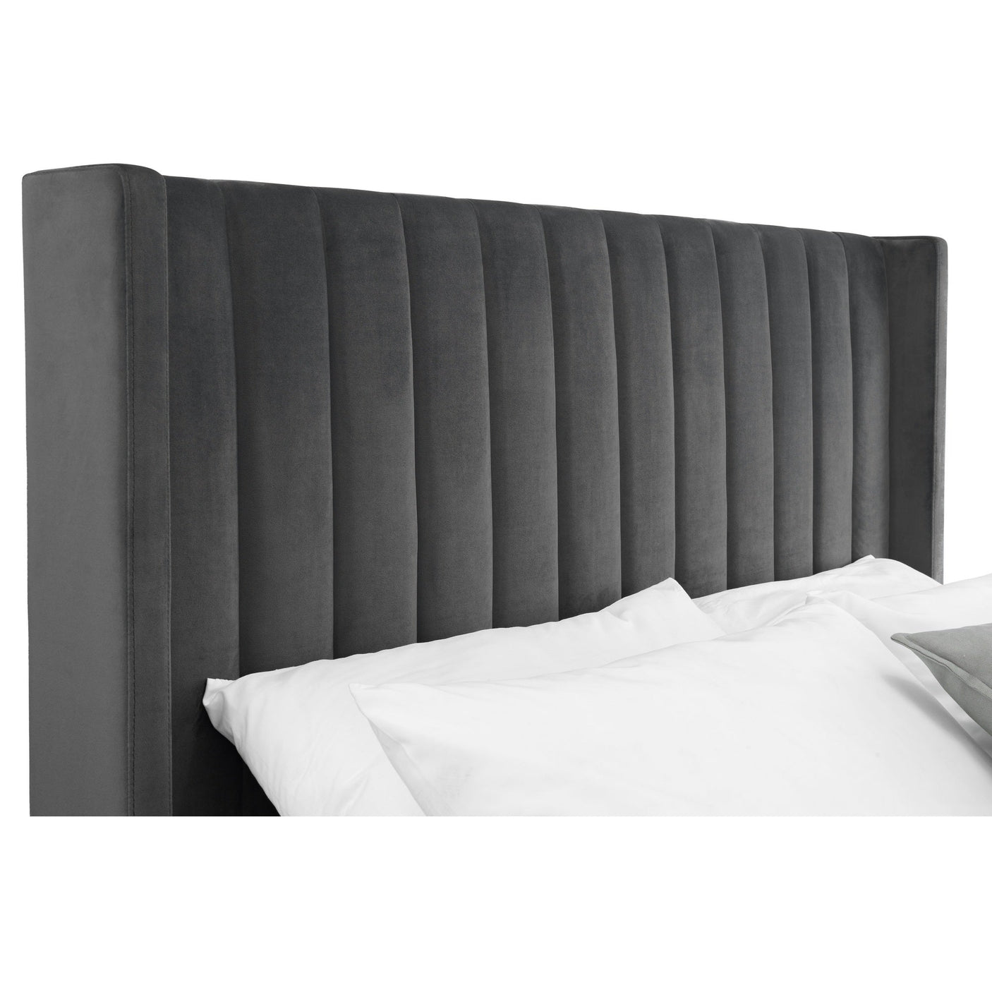 Langham Scalloped Headboard Ottoman Storage Bed - Teal / Double - LAN001