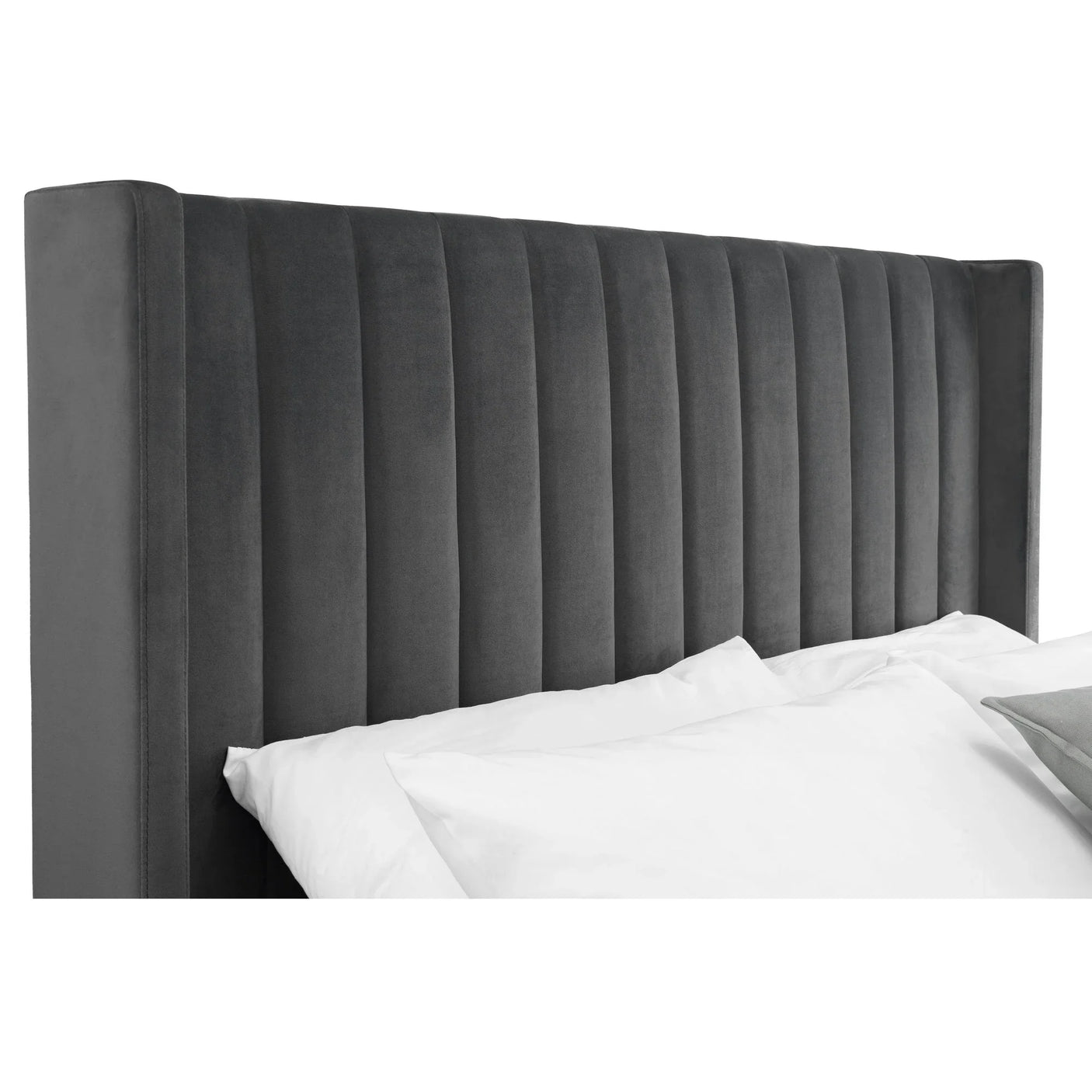 Langham Scalloped Headboard Ottoman Storage Bed - Teal / Double - LAN001