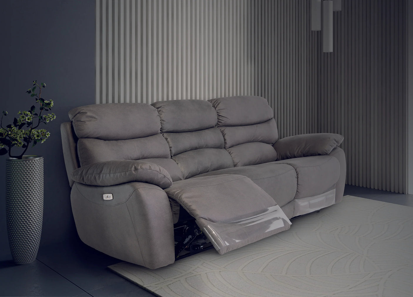 Grey Electric Recliner 3-Seater Sofa for Ultimate Comfort