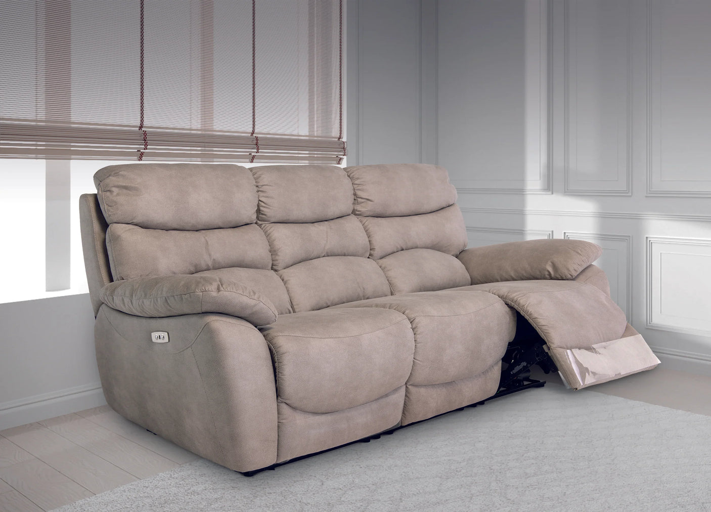 Natural 3-Seater Electric Recliner Sofa for Ultimate Comfort