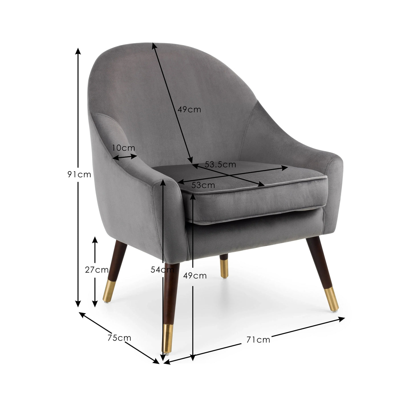 Elliot Arm Chair - Grey - ELL301