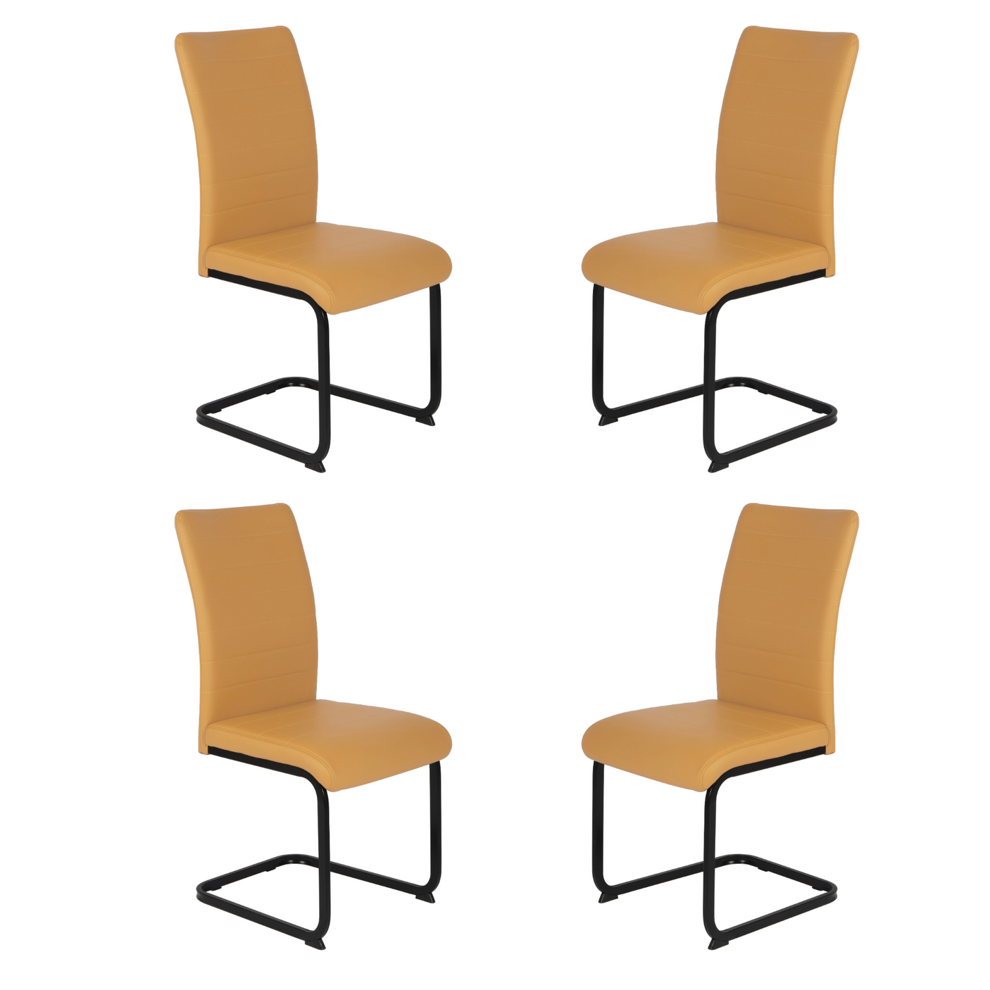 Liana Yellow PU Chair - black legs