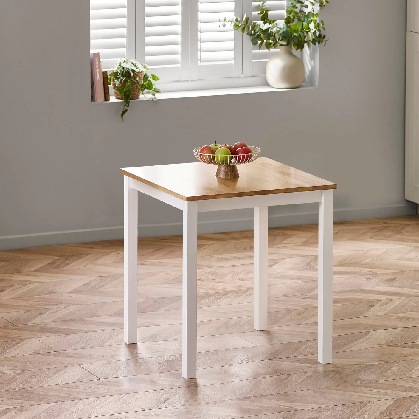 Linwood Square Dining Table - White and Light Brown - LIN005