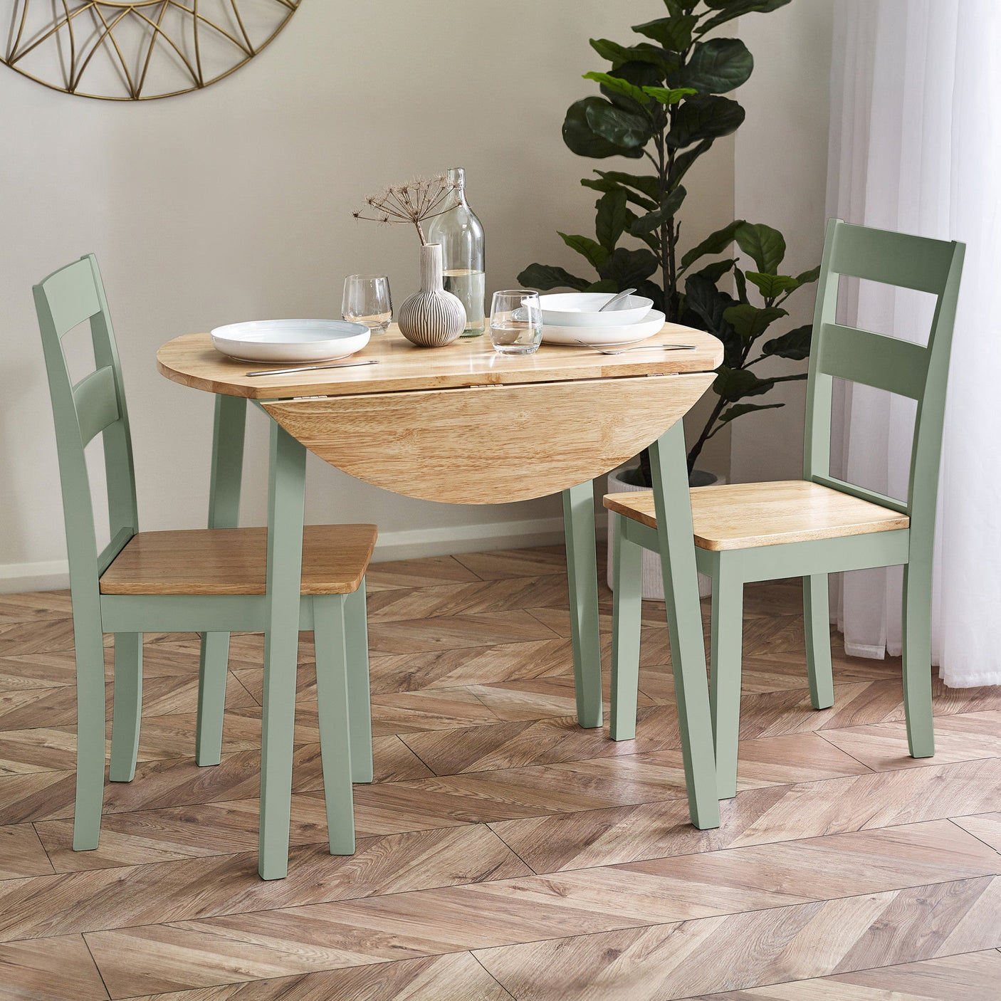 Linwood Dining Chair (Set of 2) - White and Light Brown - LIN022