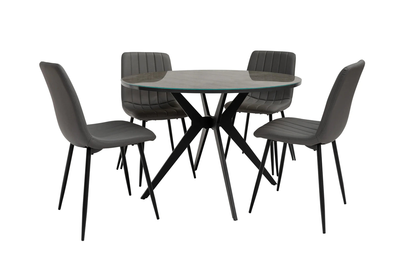 Round Grey Oak Dining Table - 1.07m Stylish Centrepiece for Dining Room