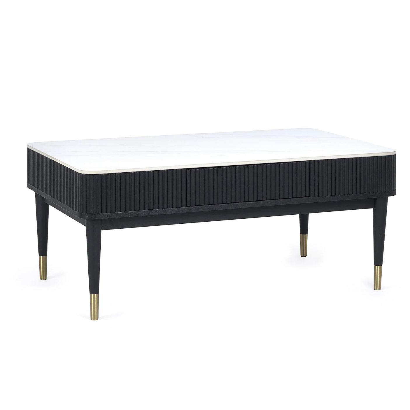 Louis Coffee Table With 2 Drawers - Black and White - LOU003