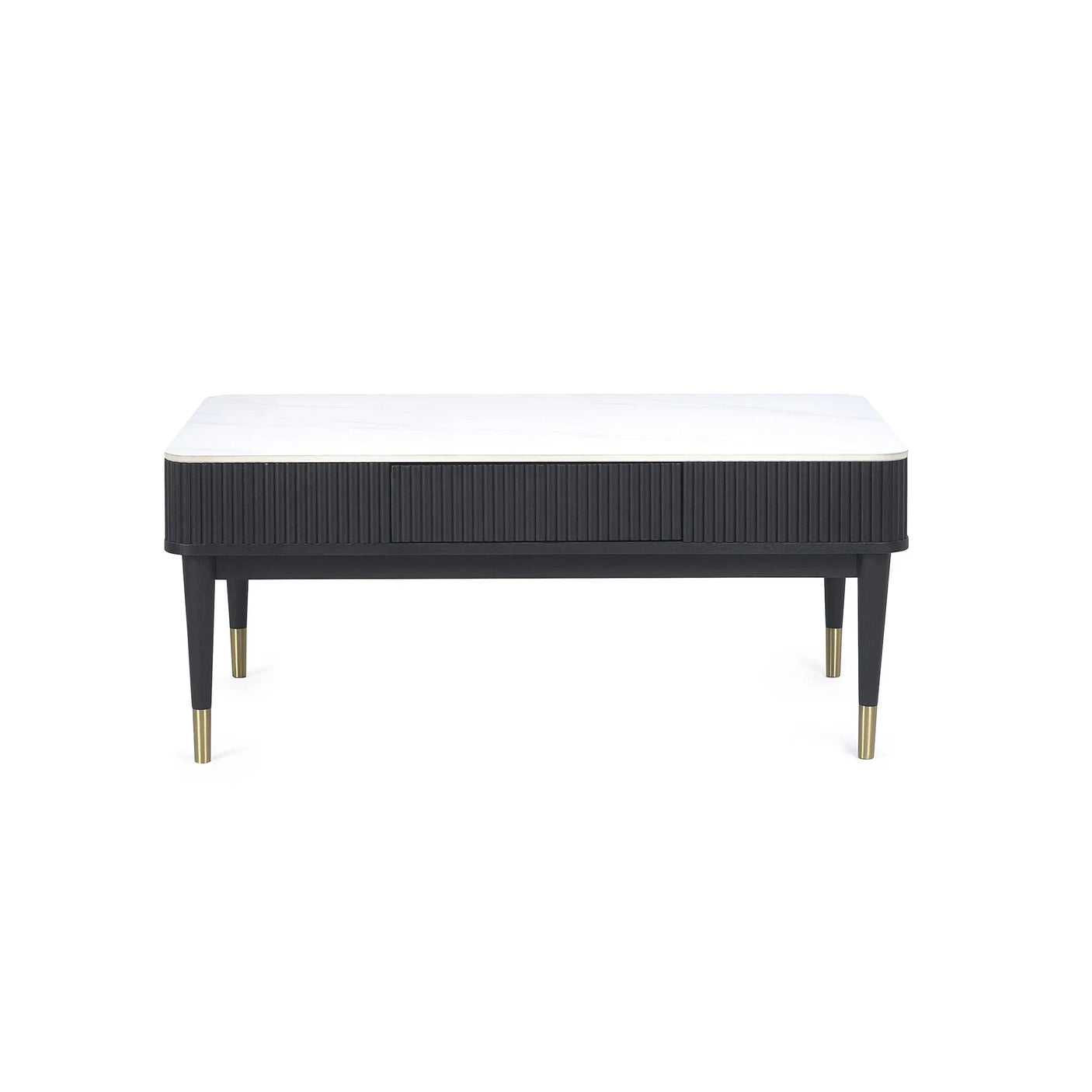 Louis Coffee Table With 2 Drawers - Black and White - LOU003