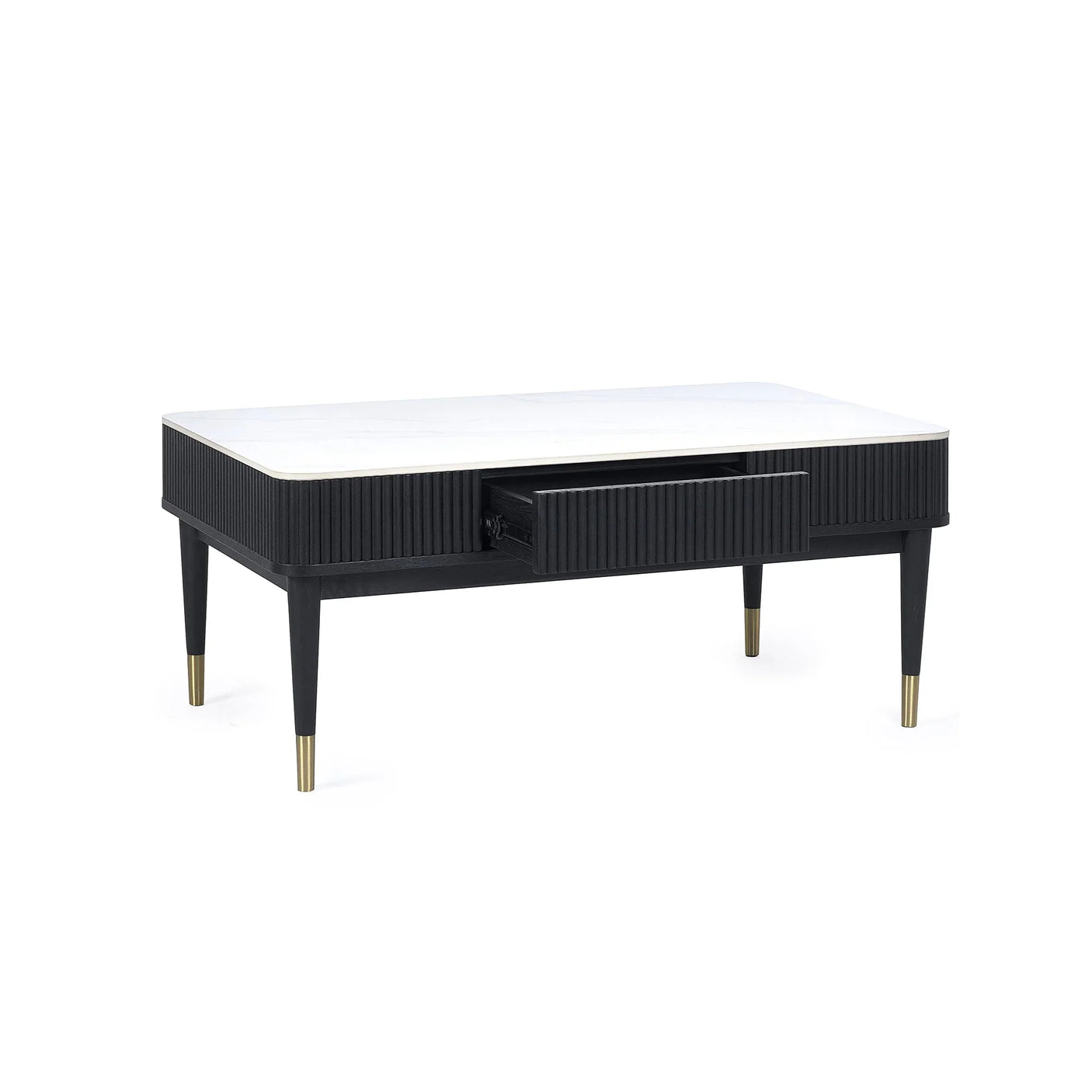 Louis Coffee Table With 2 Drawers - Black and White - LOU003