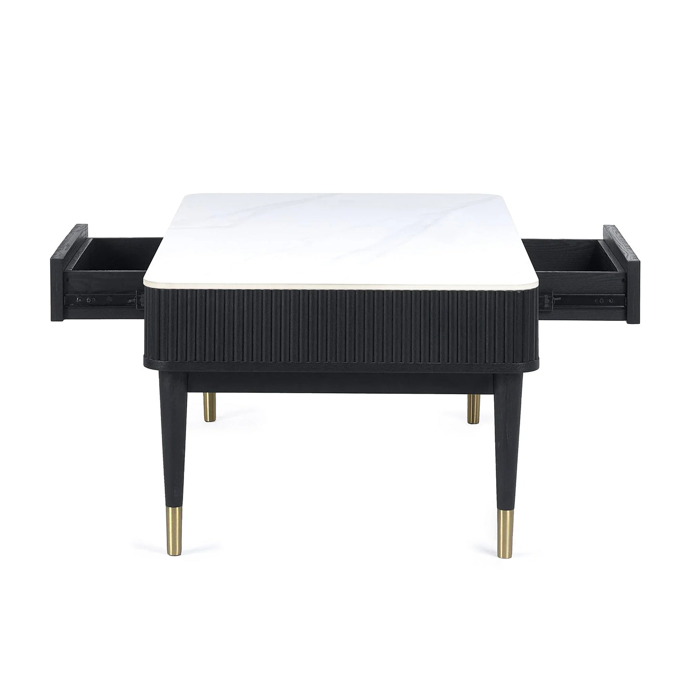Louis Coffee Table With 2 Drawers - Black and White - LOU003