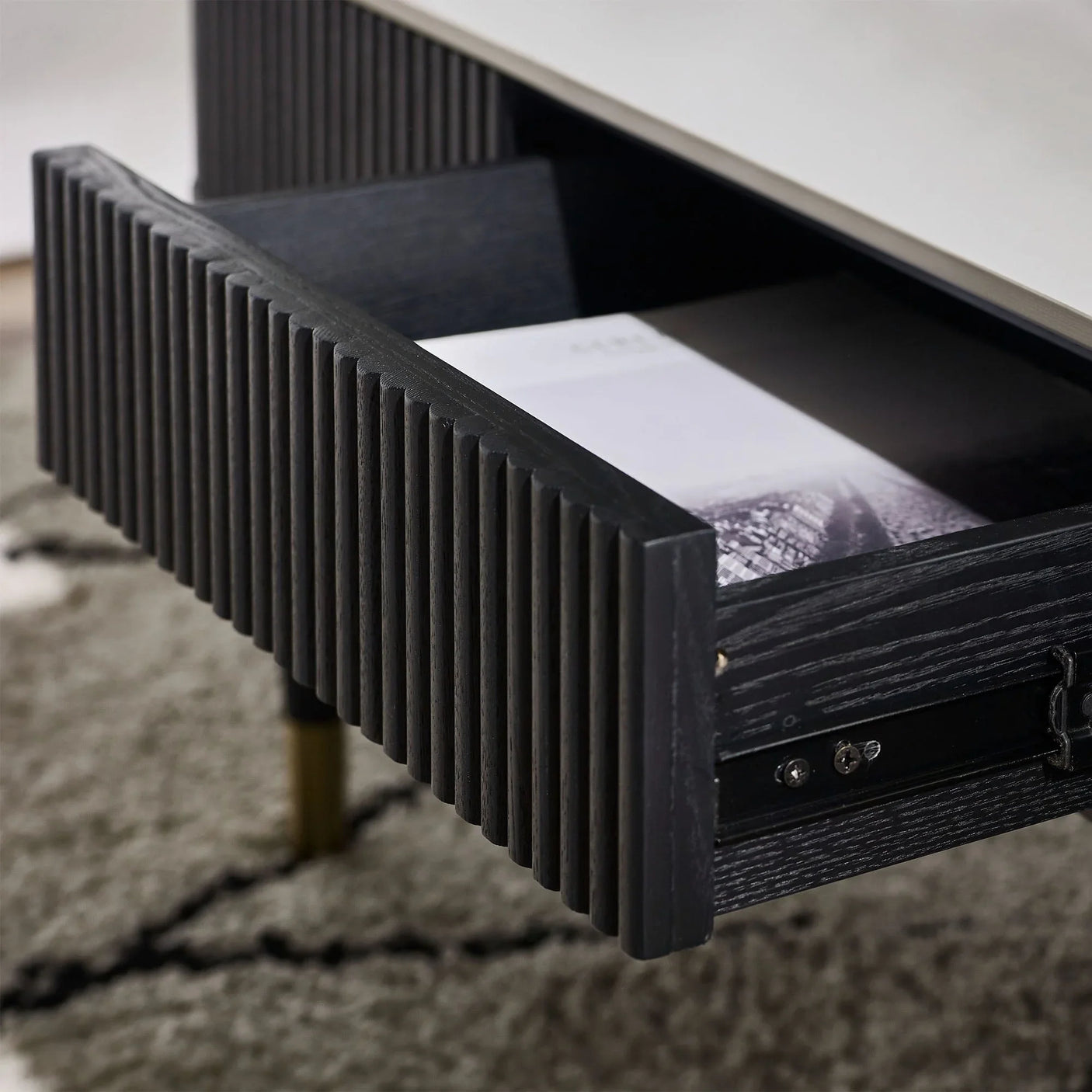 Louis Coffee Table With 2 Drawers - Black and White - LOU003