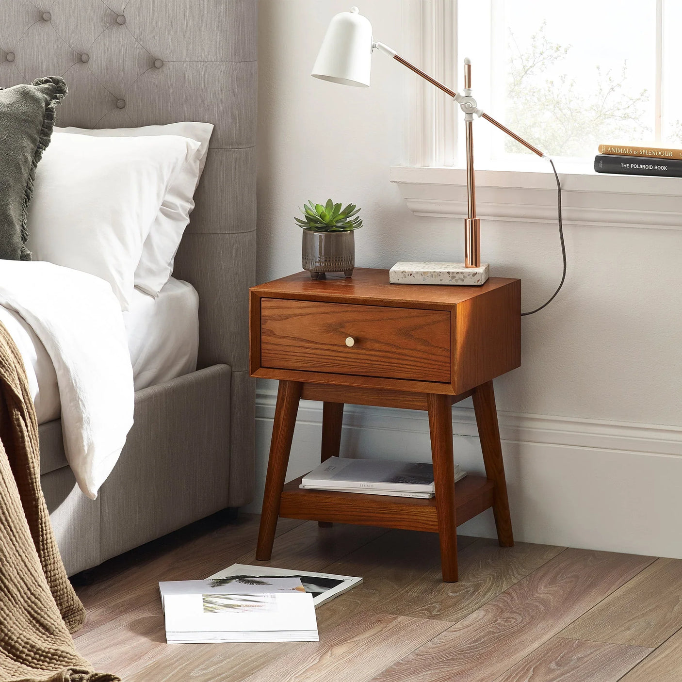 Lowry 1 Drawer Side Table - Brown - LOW004