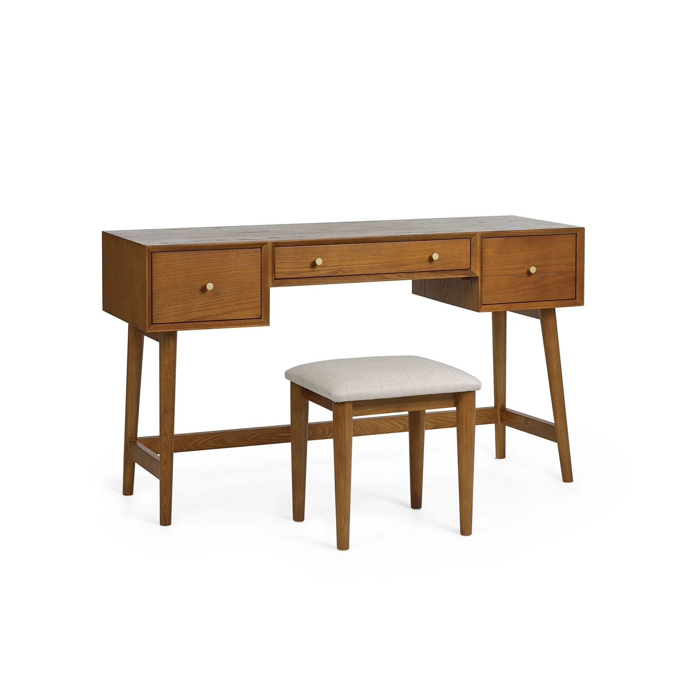 Lowry Dressing Table And Stool Set - Brown - LOW054