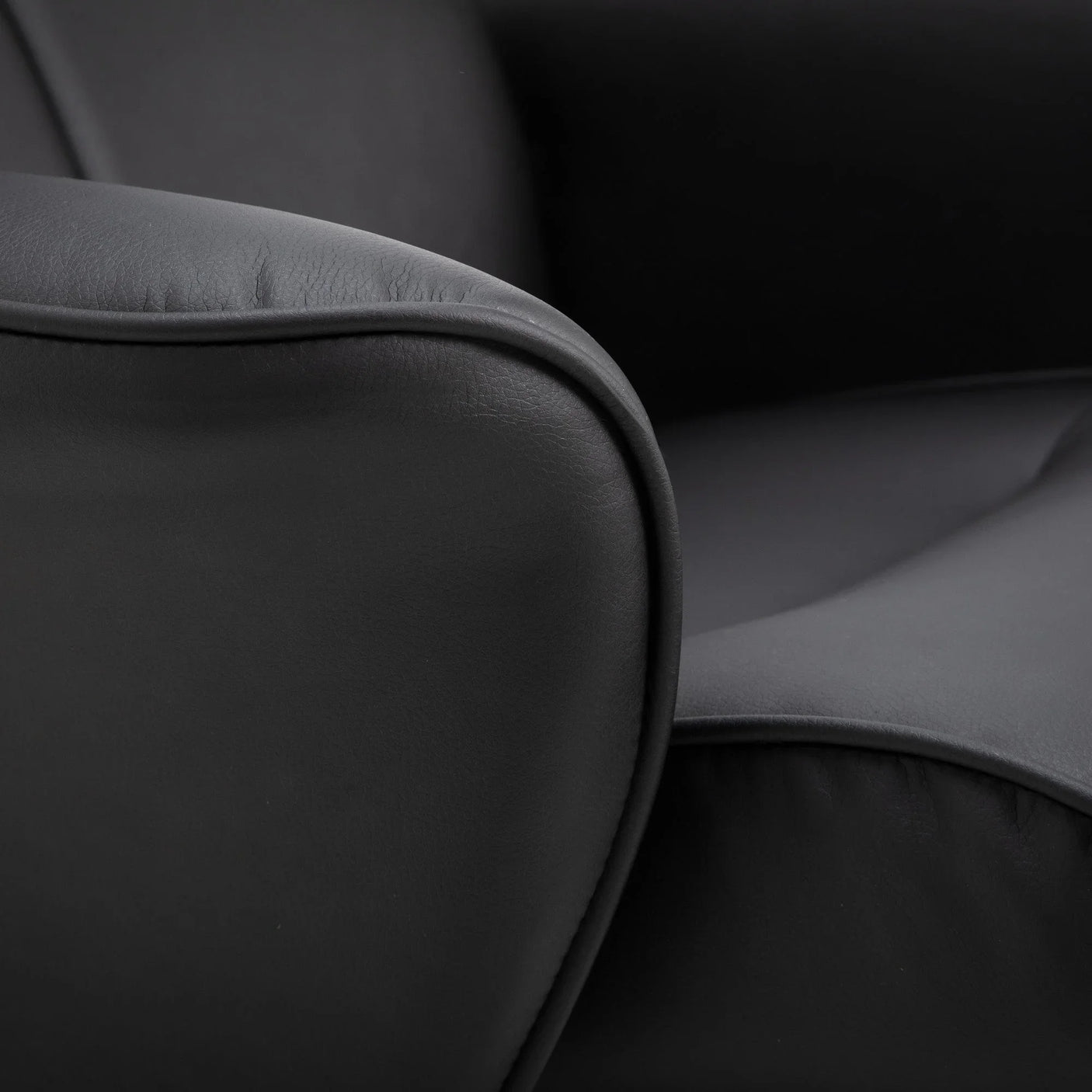 Lugano Recliner And Stool With Covered Base - Black - LUG001